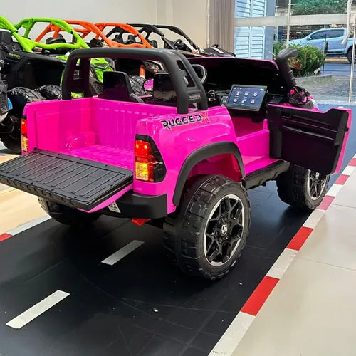 Mini Carrinho Eletrico Hilux 2 Lugares Pneu De Borracha Dvd - Imagem 4