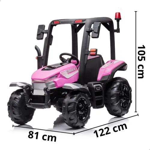 Trator Elétrico Infantil Rosa Com Bateria Capota Luz E Som - Imagem 6