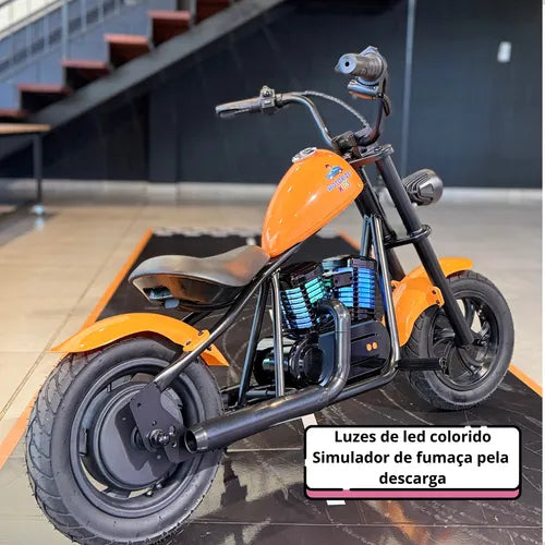 Moto Elétrica Custom - Harley 24v Com Pneu De Borracha - Som Laranja - Imagem 4