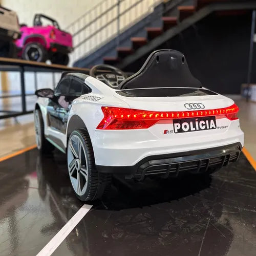 Carrinho Elétrico Infantil Polícia Audi - Bateria - Controle Branco - Imagem 4