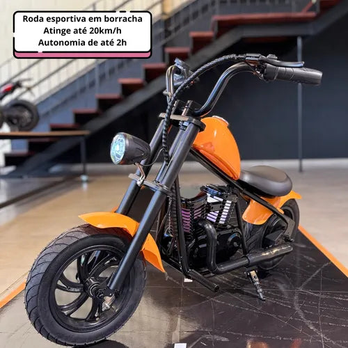Moto Elétrica Custom - Harley 24v Com Pneu De Borracha - Som Laranja - Imagem 3