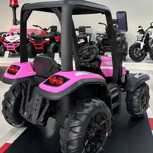 Trator Elétrico Infantil Rosa Com Bateria Capota Luz E Som - Imagem 4