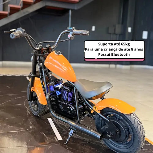 Moto Elétrica Custom - Harley 24v Com Pneu De Borracha - Som Laranja - Imagem 5