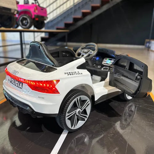 Carrinho Elétrico Infantil Polícia Audi - Bateria - Controle Branco - Imagem 3